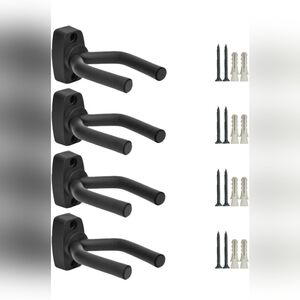 Guitar Wall Mount Hangers 4 Pack With Screws-Black-Violin, Banjo,Electric Guitar